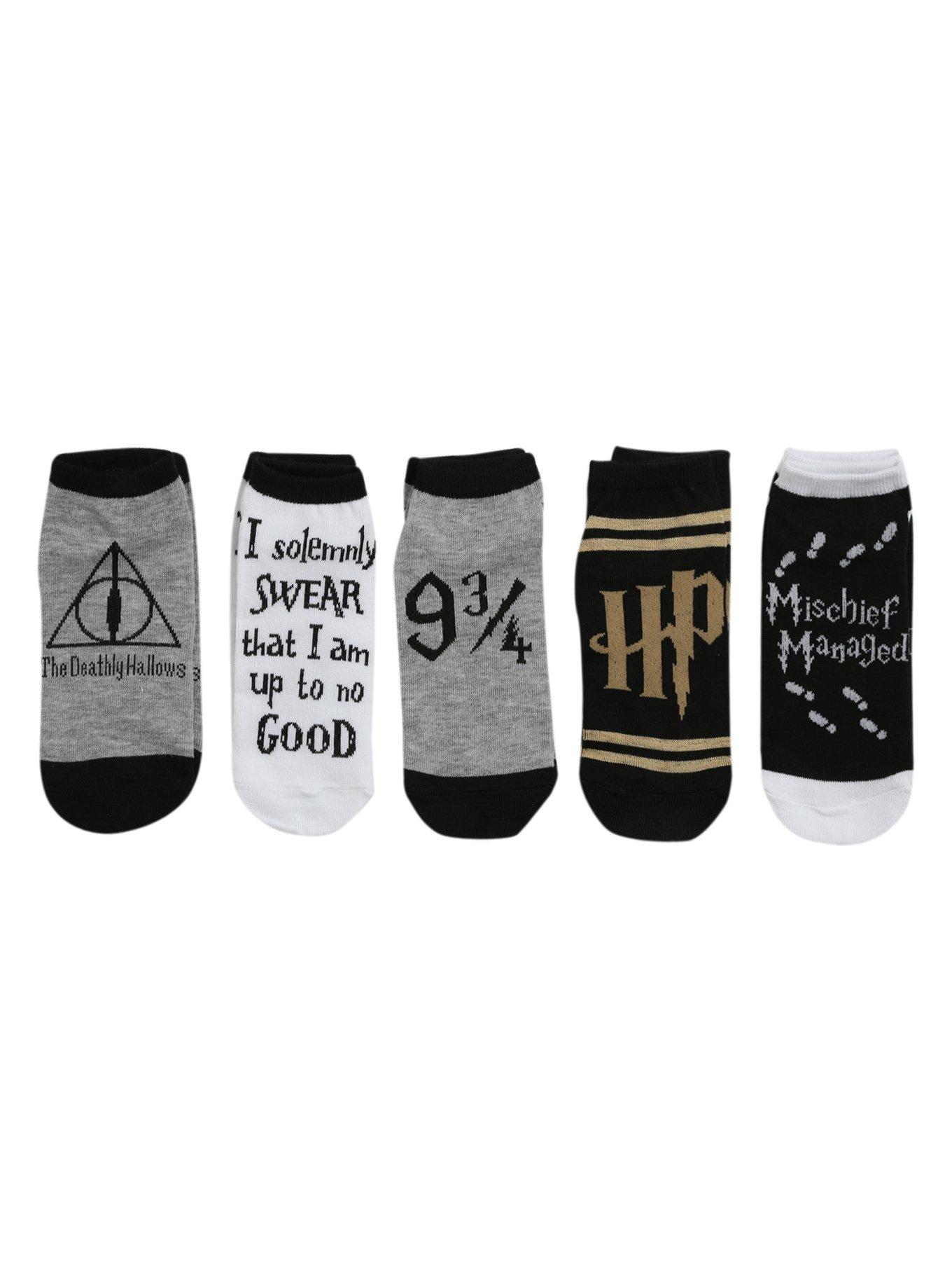 Harry Potter Deathly Hallows No-Show Socks 5 Pair, , hi-res
