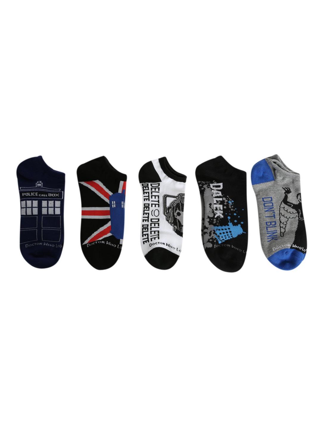 Doctor Who Dalek TARDIS No-Show Socks 5 Pair, , hi-res