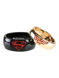 DC Comics Superman & Wonder Woman His & Hers Large Ring Set, , hi-res