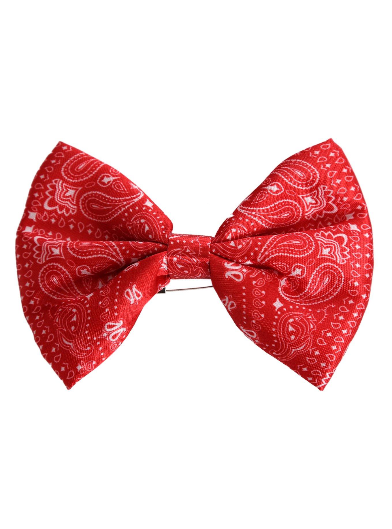 LOVEsick Red Bandana Print Hair Bow, , hi-res