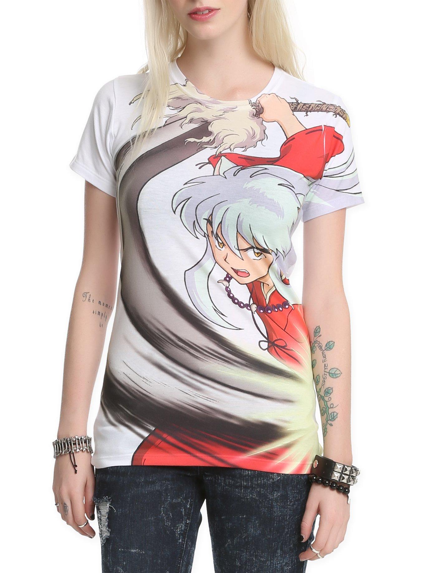 InuYasha Sword Slash Sublimation Girls T-Shirt, BLACK, hi-res