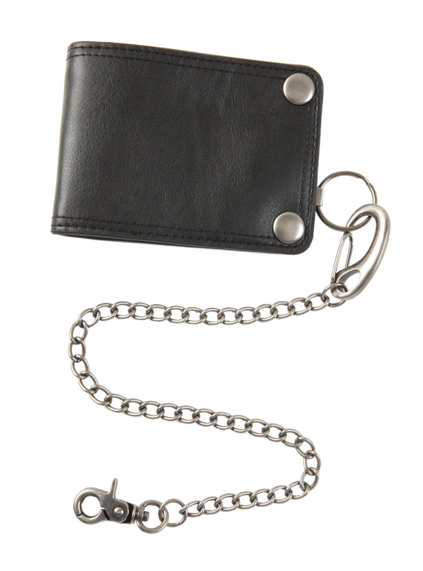 Black Bi-Fold Chain Wallet, , hi-res