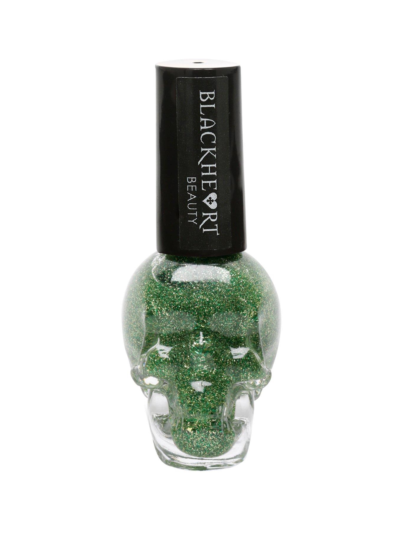 Blackheart Light Green Glitter Nail Polish, , hi-res