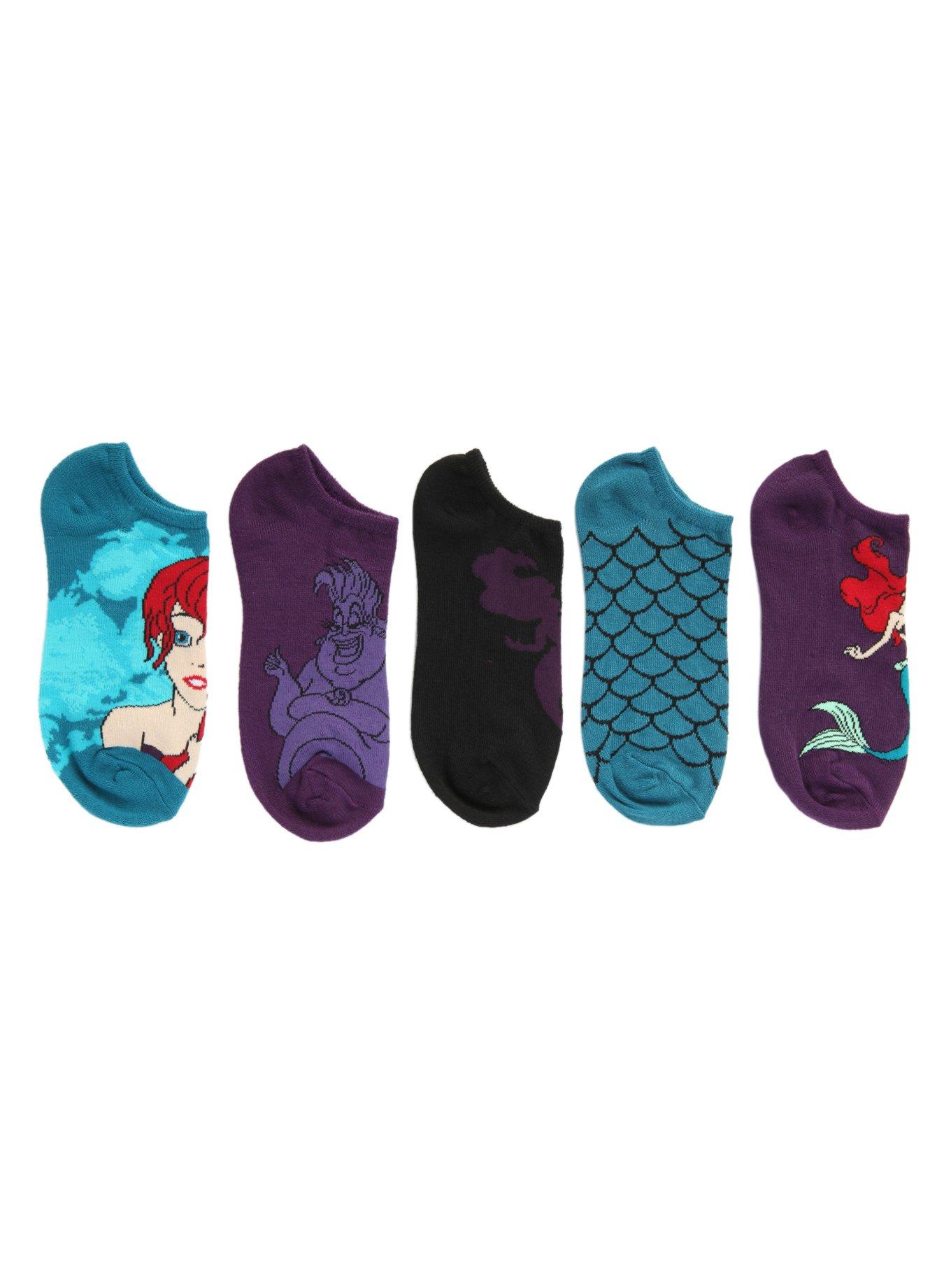 Disney The Little Mermaid Scales No-Show Socks 5 Pair, , hi-res