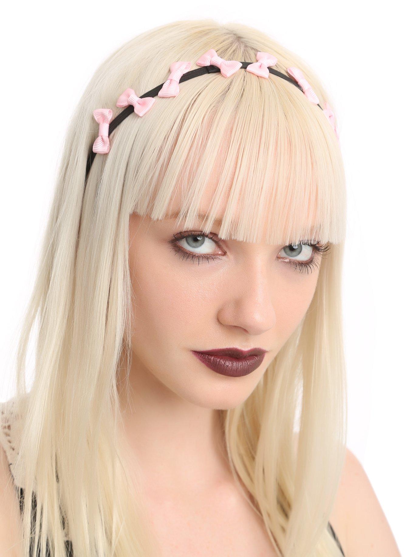 Pink & Ivory Ribbon Bow Stretch Headband 2 Pack Hot Topic