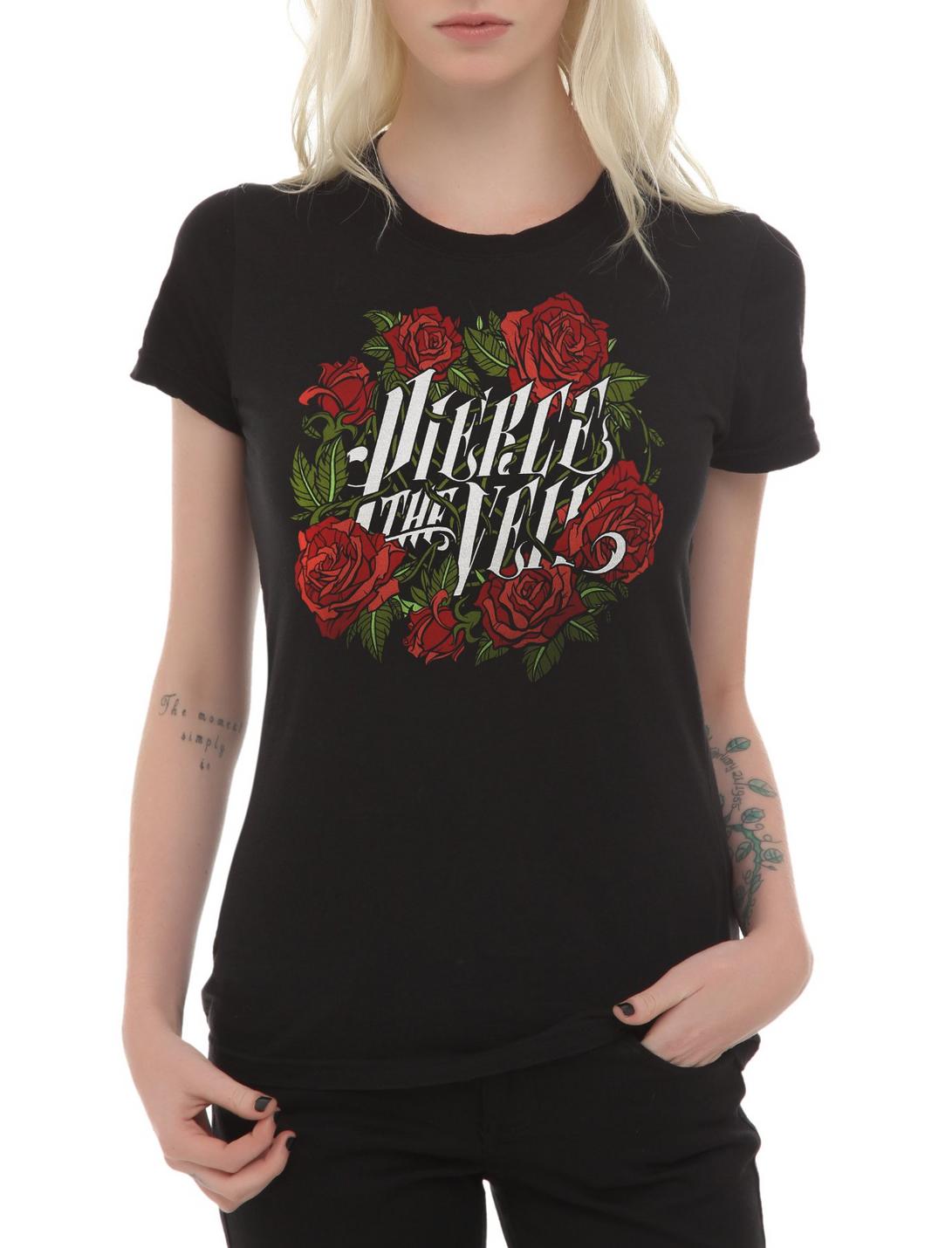 Pierce The Veil Roses Girls T-Shirt, BLACK, hi-res