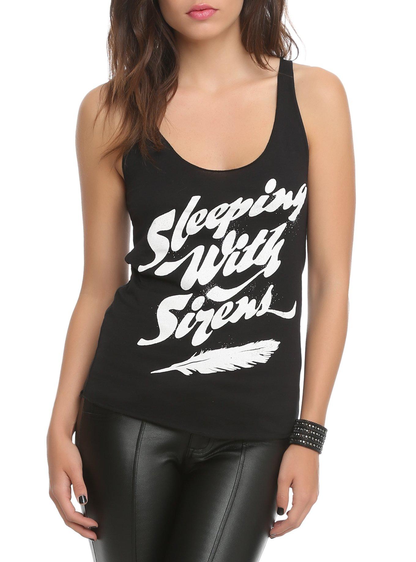 Sleeping With Sirens Feather Logo Girls Tank Top, BLACK, hi-res