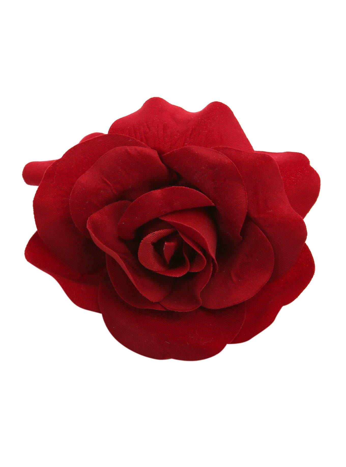 Red Rose Flower Hair Clip, , hi-res