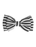 Black & White Stripe Chiffon Hair Bow, , hi-res