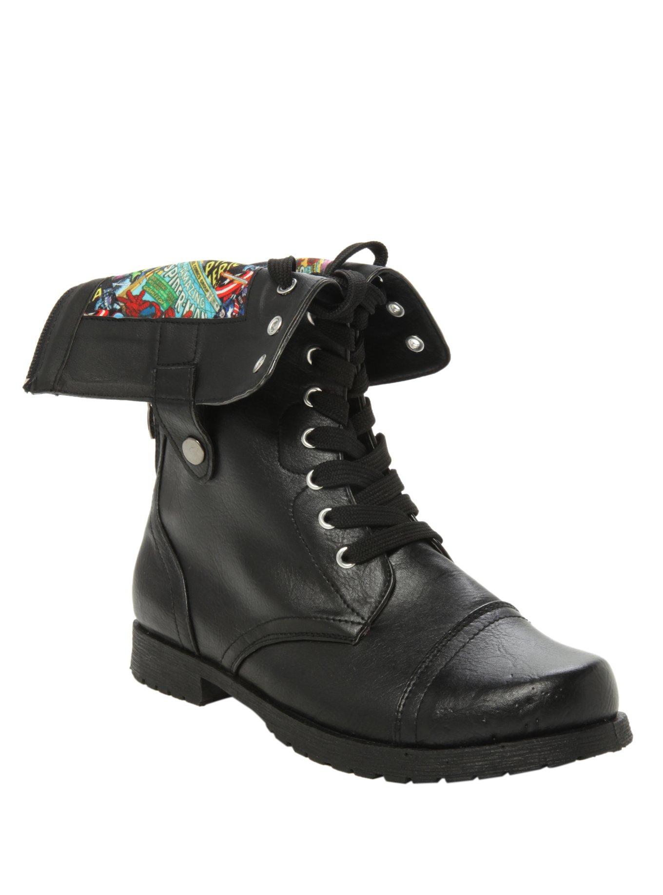 Marvel Comic Combat Boots, BLACK, hi-res