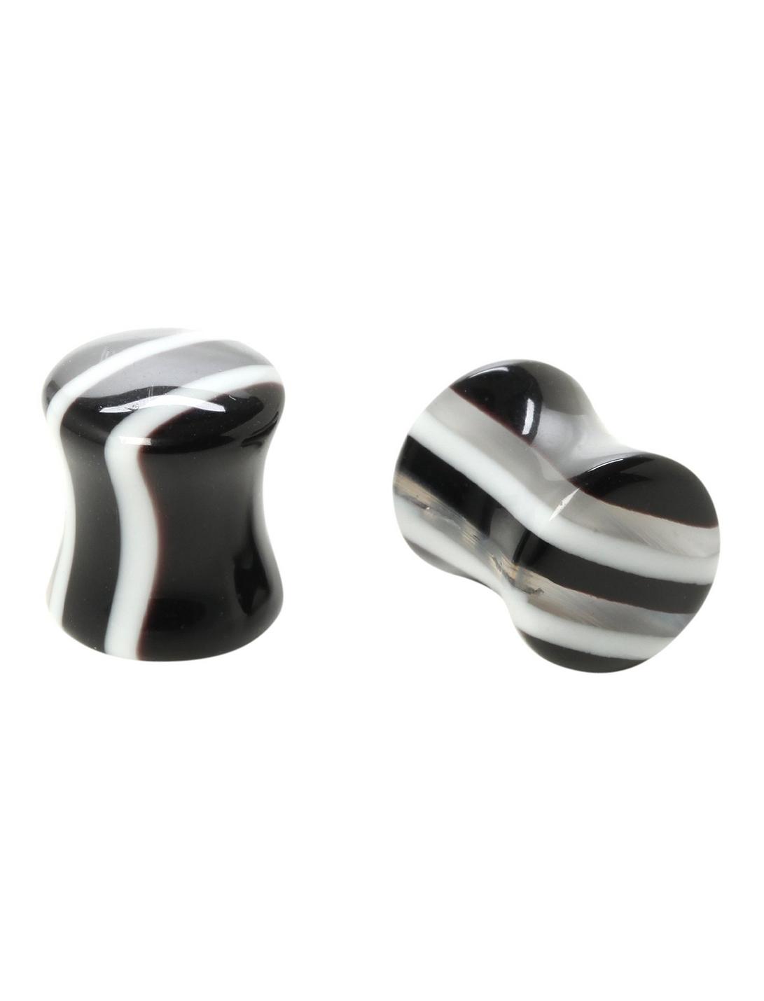 Liquid Glass Black White And Clear Stripe Saddle Plug 2 Pack, BLACK, hi-res
