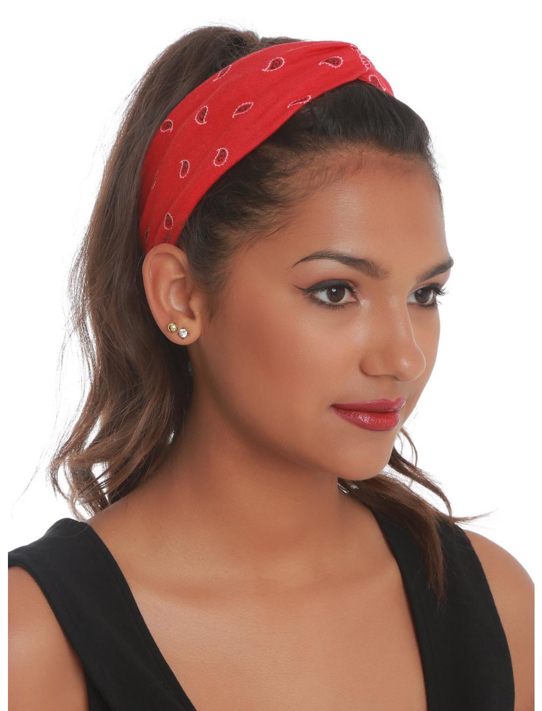 Red Bandana Turban Headband, , hi-res