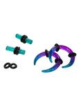 Acrylic Purple Teal Ombre Glitter Pincher And Plug 4 Pack, BLACK, hi-res
