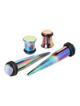 Acrylic Iridescent Galaxy Rainbow Taper And Plug 4 Pack, BLACK, hi-res