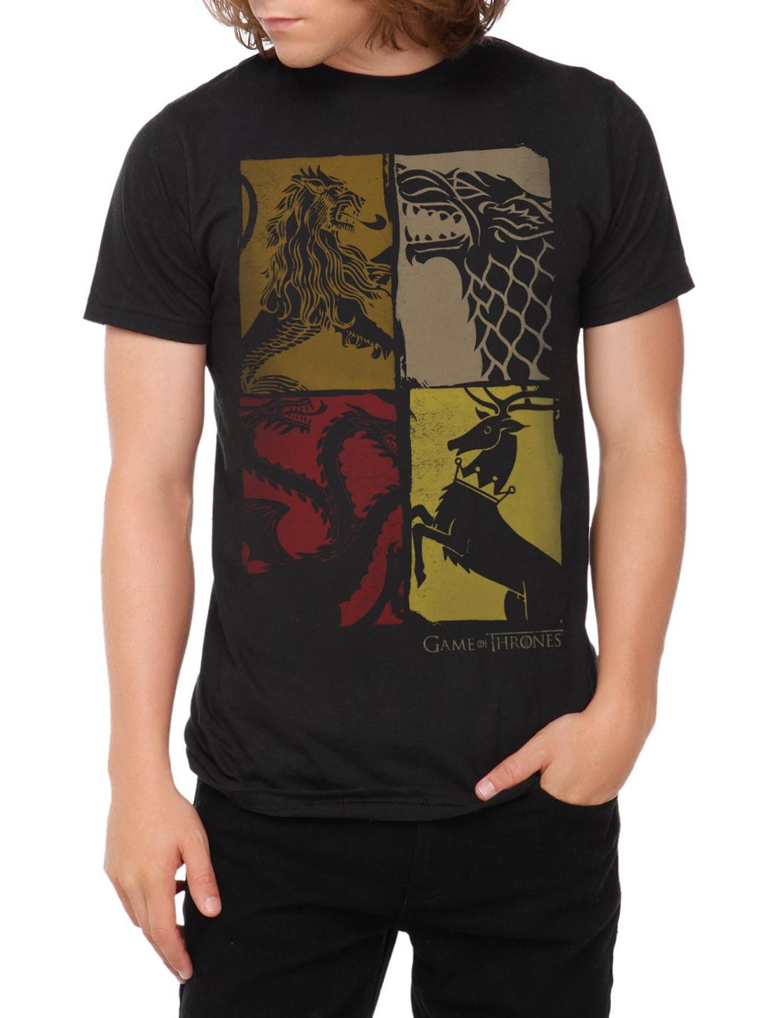 Game Of Thrones Four Houses T-Shirt, BLACK, hi-res