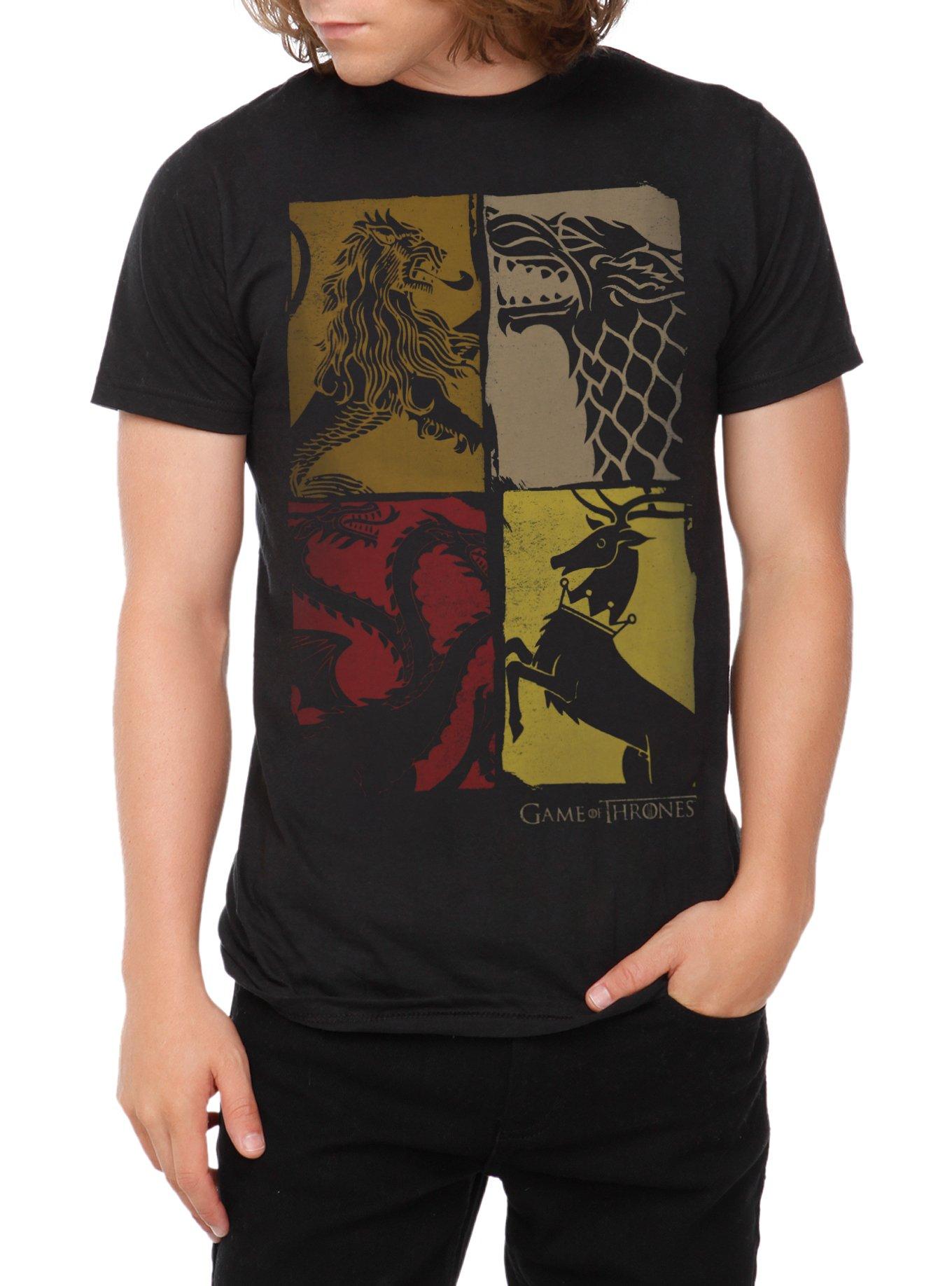 Game Of Thrones Four Houses T-Shirt, BLACK, hi-res