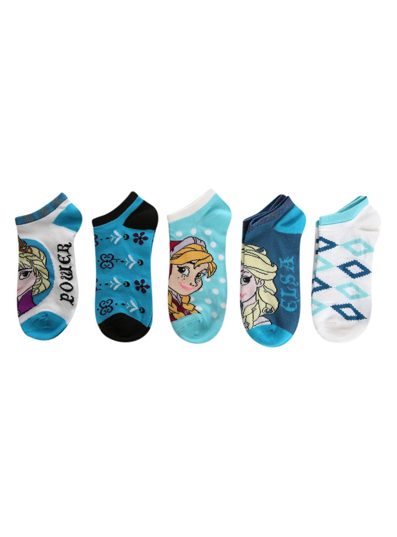 Disney Frozen No-Show Socks 5 Pair, , hi-res