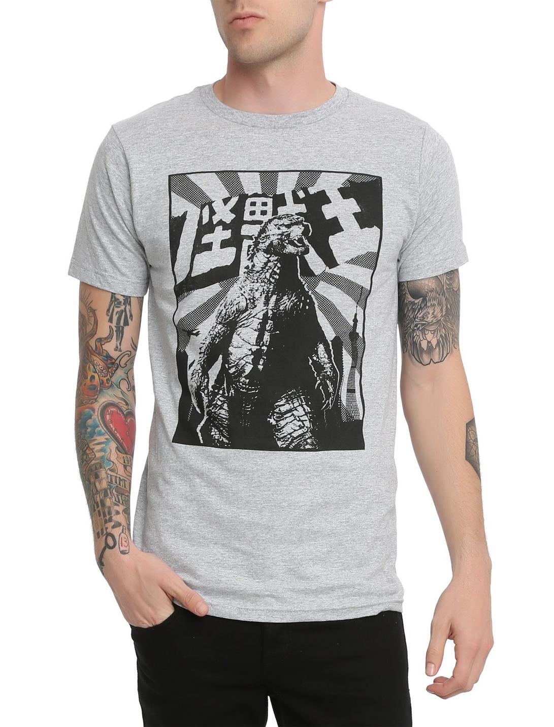 Godzilla Rising Sun T-Shirt, BLACK, hi-res