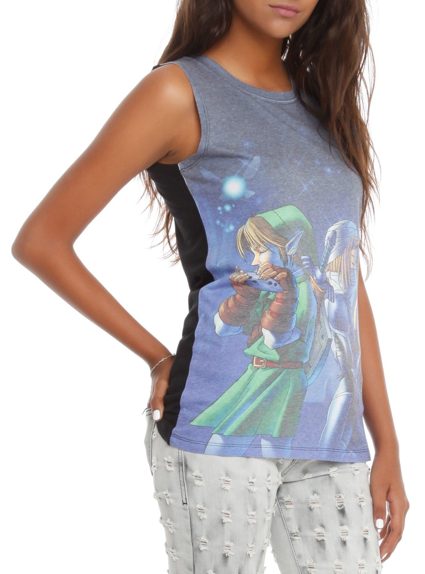 Nintendo The Legend Of Zelda: Ocarina Of Time 3D Harmonious Song Girls Tank Top, BLACK, hi-res