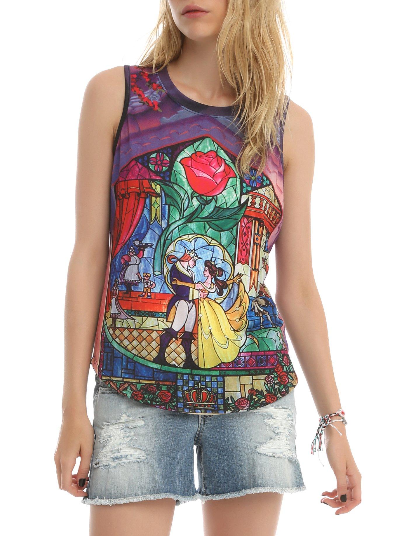 Disney Beauty And The Beast Rose Girls Muscle Top, BLACK, hi-res