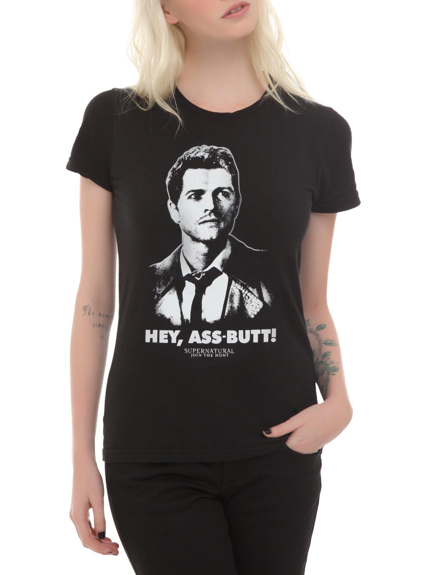 Supernatural Castiel Hey, Ass-Butt! Girls T-Shirt, BLACK, hi-res