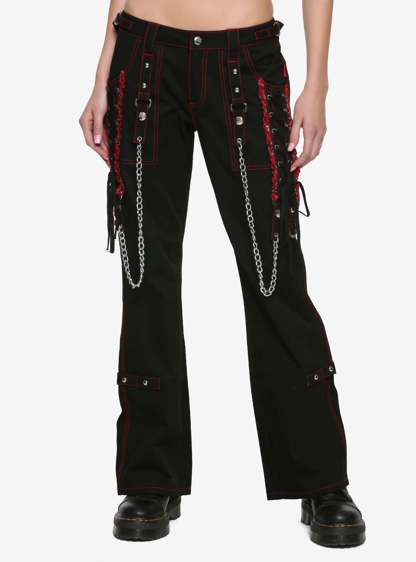 Tripp Black And Red Lace-Up Chain Pants