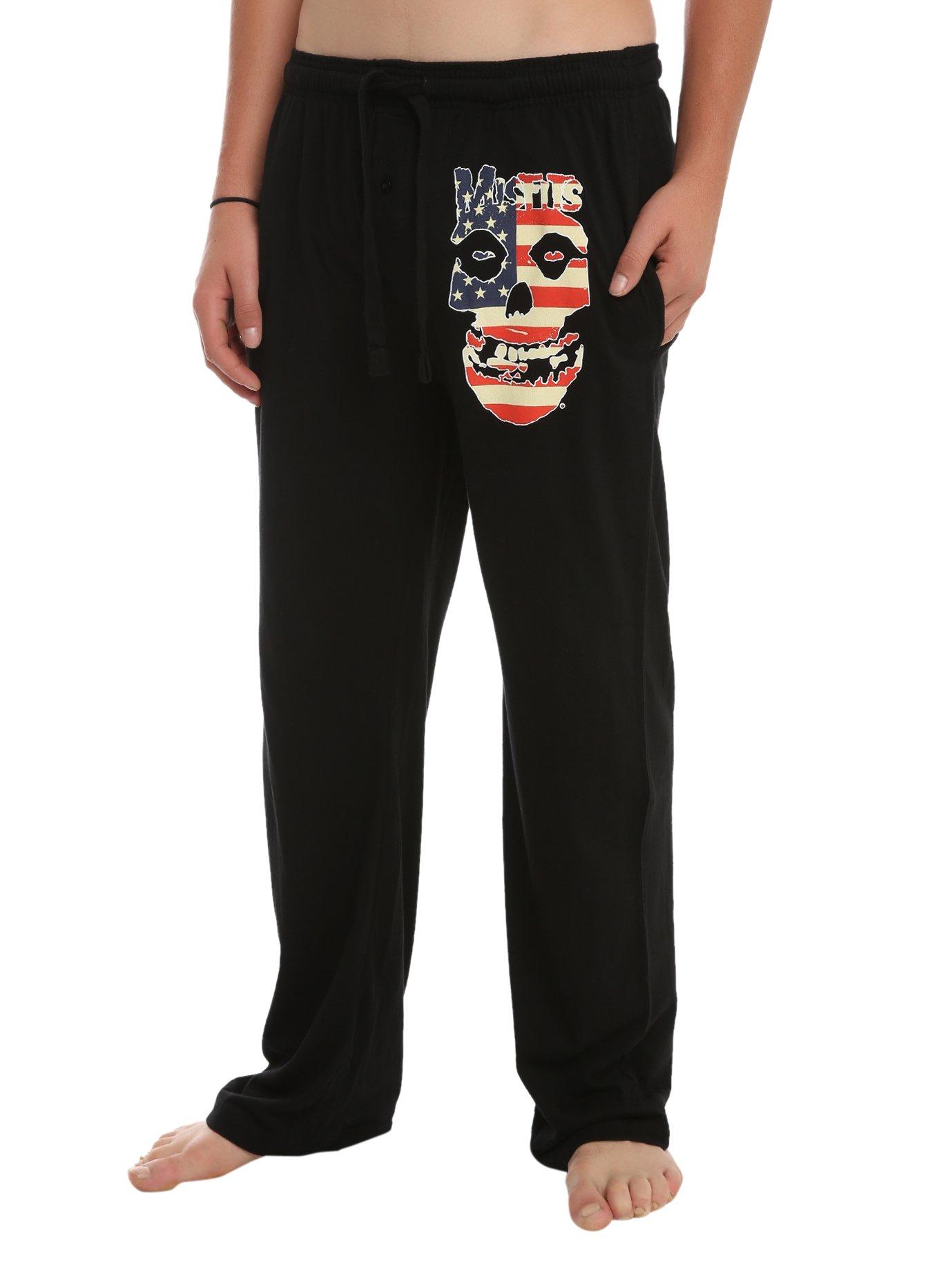 Misfits Americana Fiend Skull Guys Pajama Pants, BLACK, hi-res