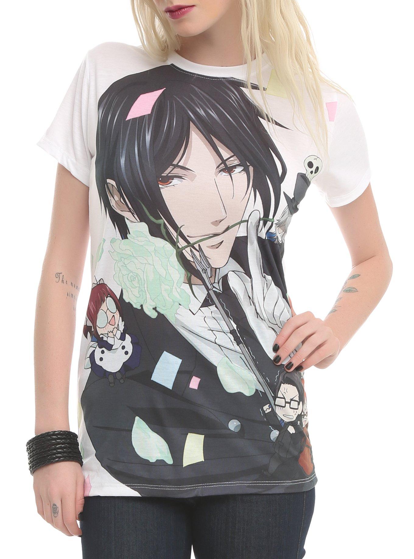 Black Butler Sebastian Rose Girls T-Shirt, BLACK, hi-res