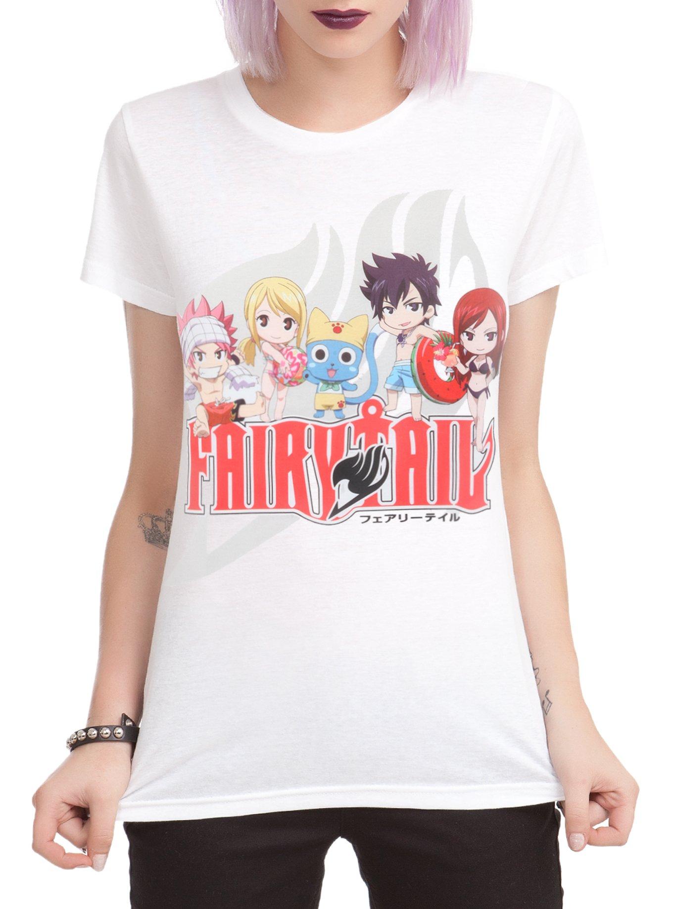 Fairy Tail Group Beach Girls T-Shirt, BLACK, hi-res