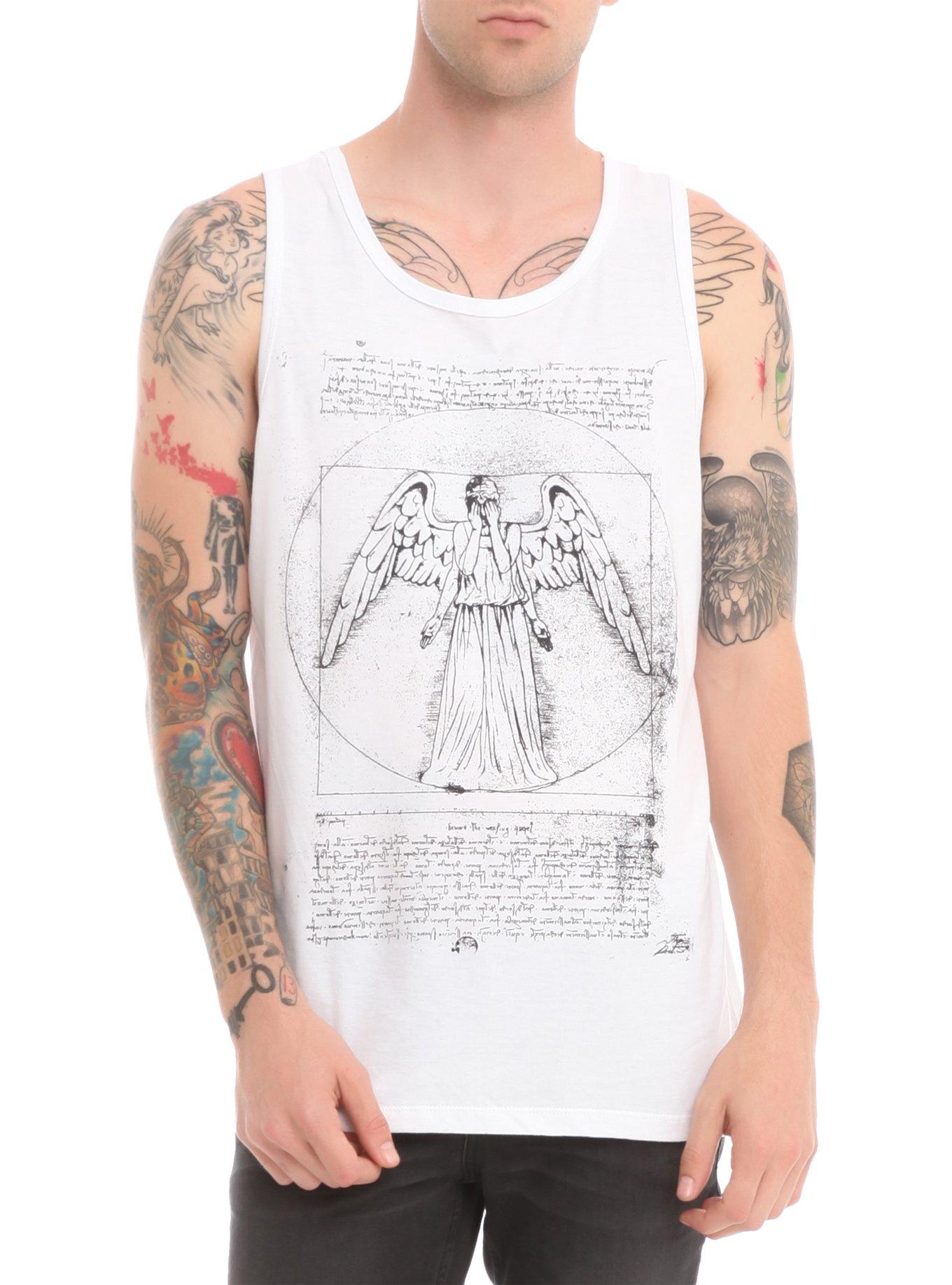 Doctor Who Vitruvian Weeping Angel Tank Top, BLACK, hi-res