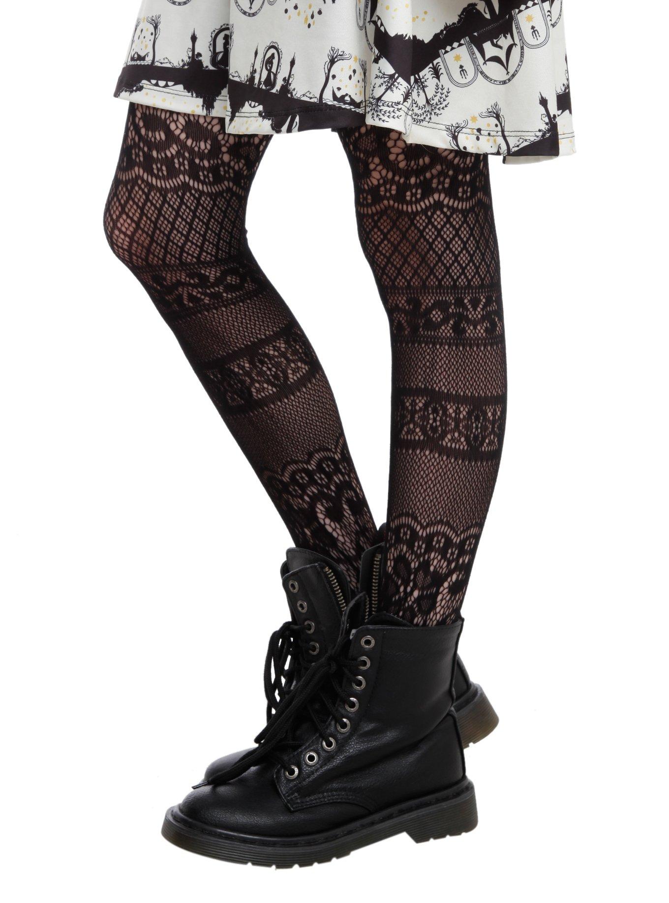LOVEsick Lace Stripe Fishnet Tights, , hi-res