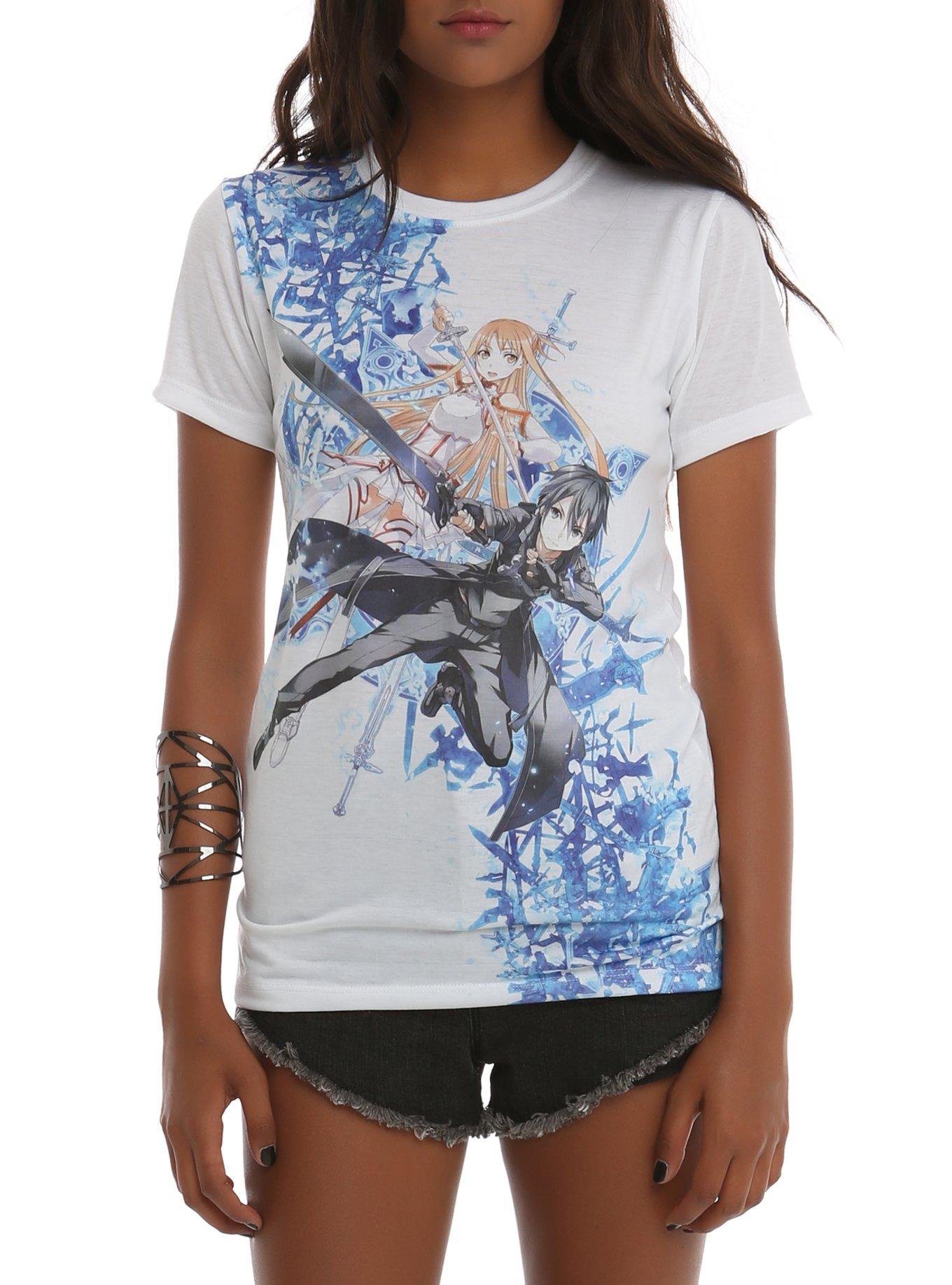 Sword Art Online Asuna and Kirito Sublimation Girls T-Shirt, WHITE, hi-res