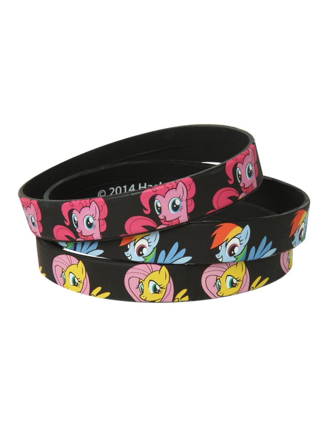 My Little Pony Pinkie Pie Fluttershy And Rainbow Dash Rubber Bracelet 3 Pack, , hi-res