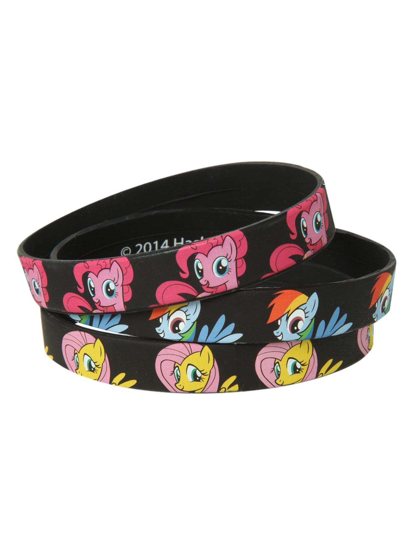 My Little Pony Pinkie Pie Fluttershy And Rainbow Dash Rubber Bracelet 3 Pack, , hi-res