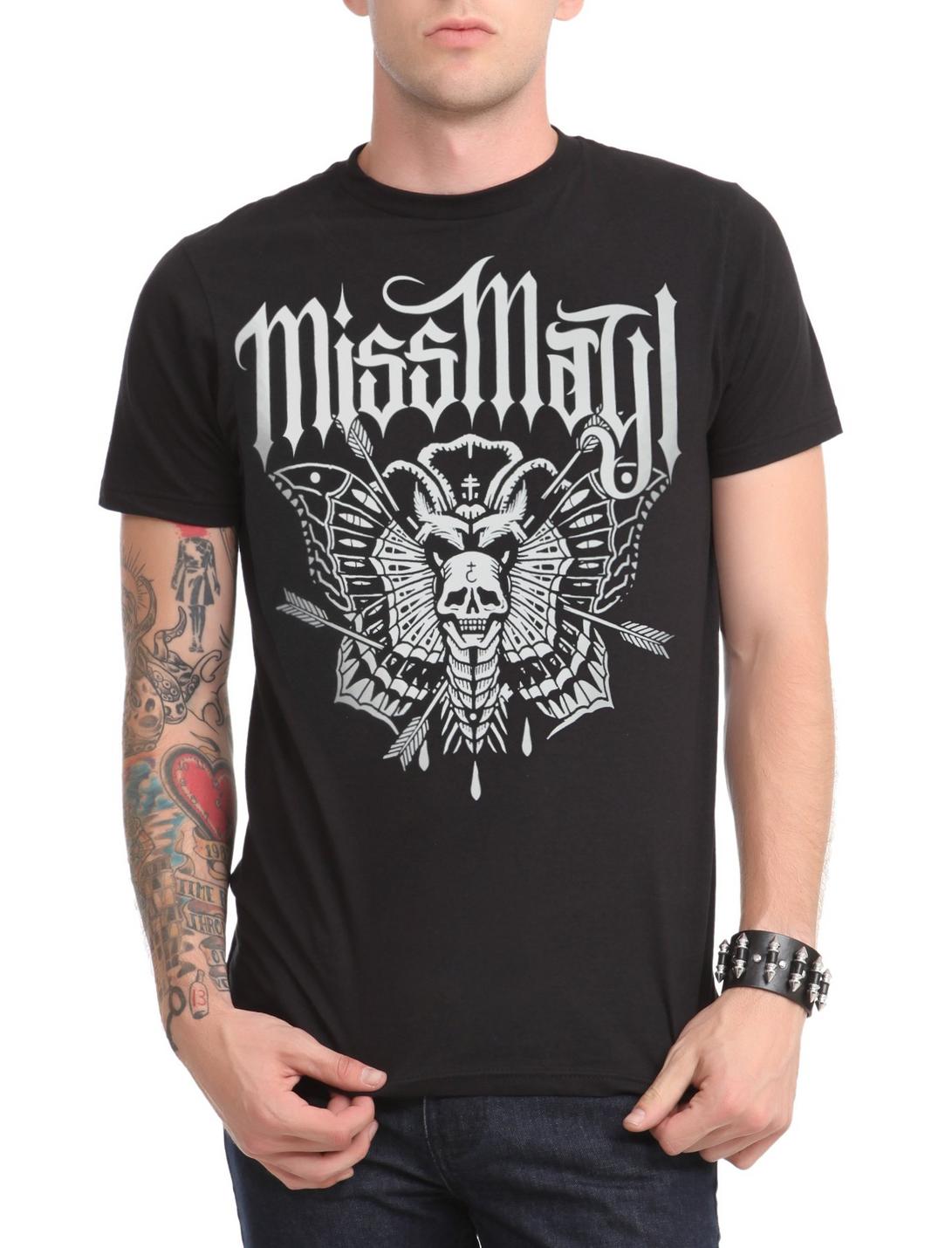 Miss May I Skull Butterfly T-Shirt, BLACK, hi-res