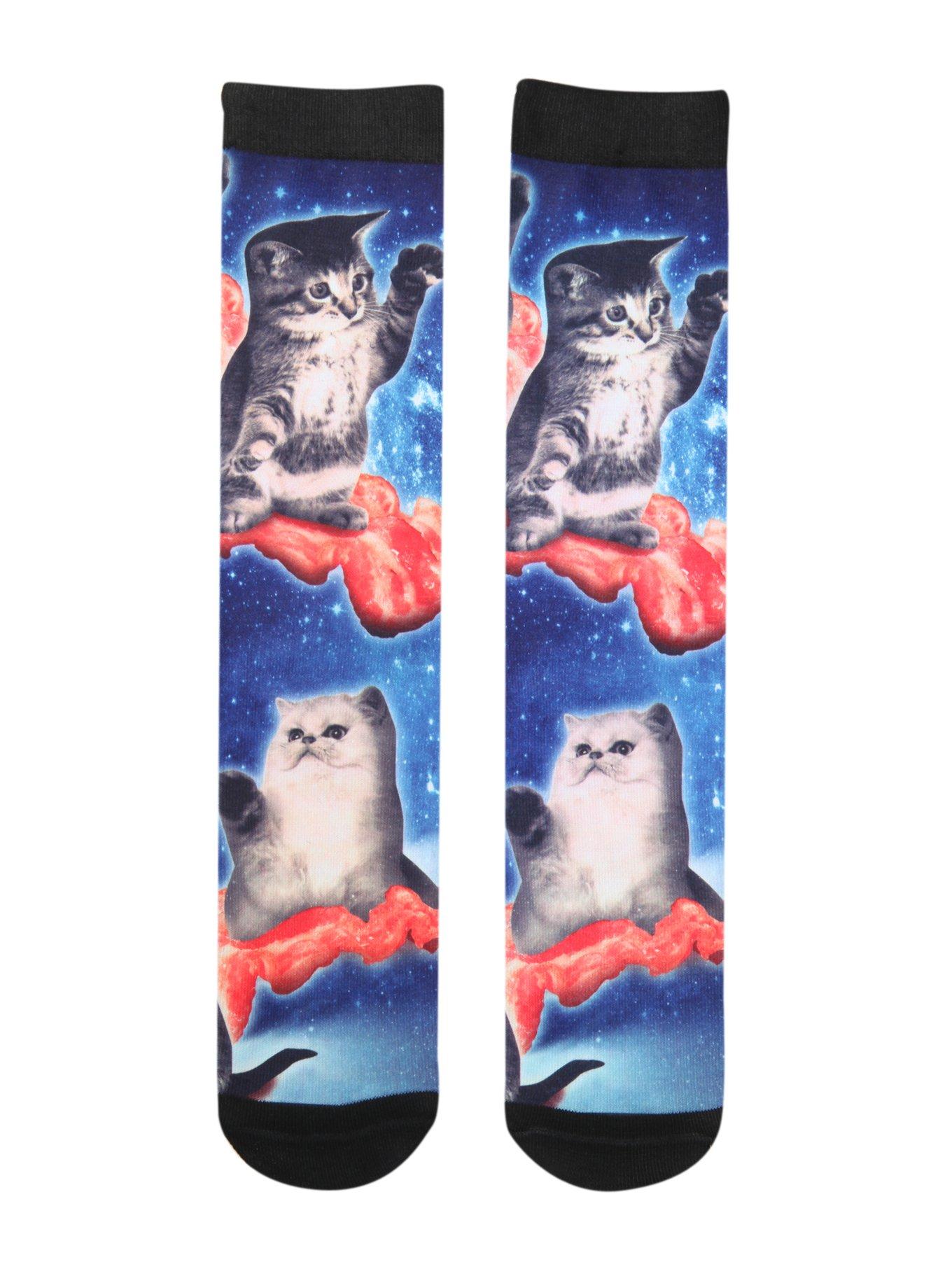 XXX RUDE Bacon Cats Men's Crew Socks, , hi-res