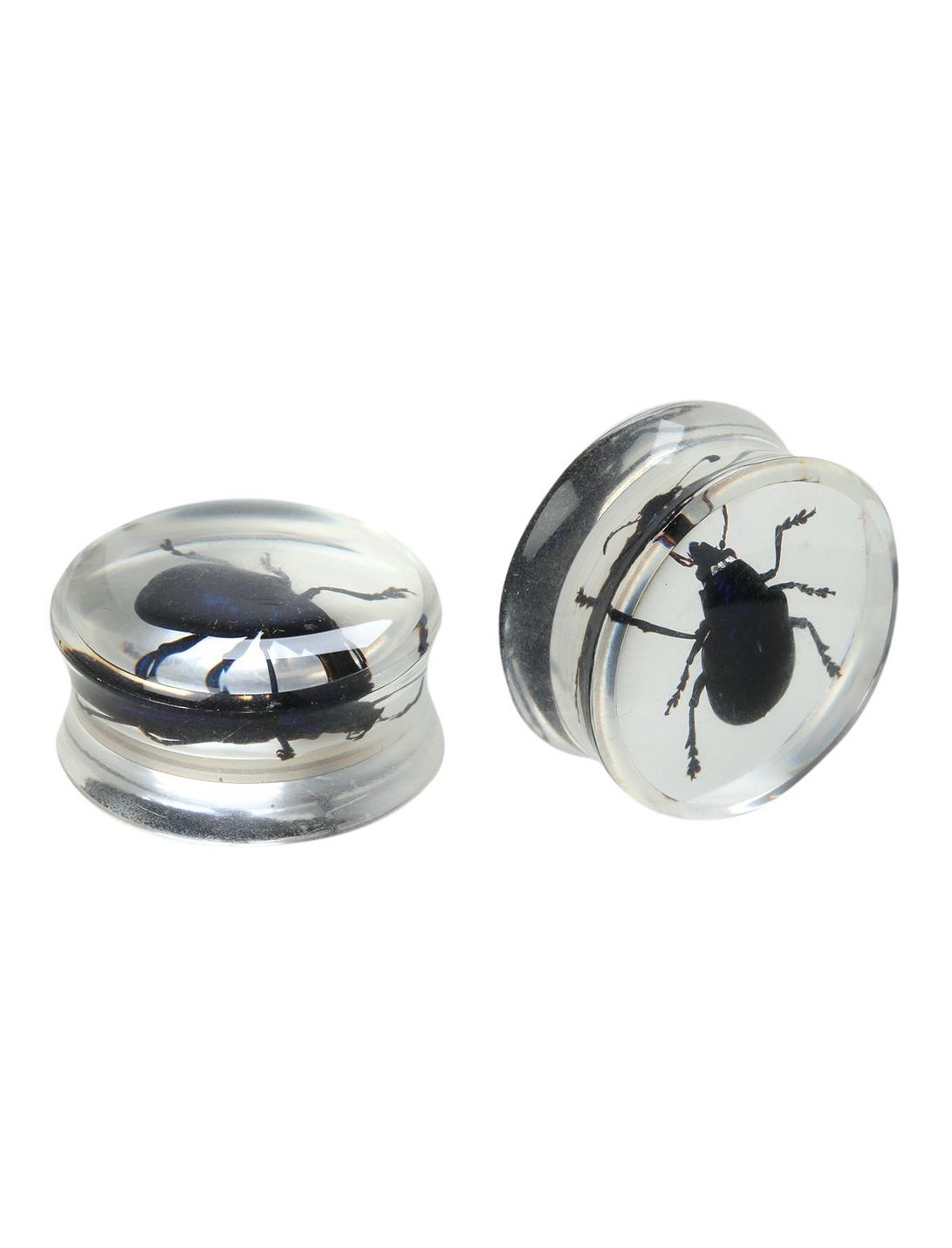 Acrylic Clear Beetle Saddle Plugs, BLACK, hi-res