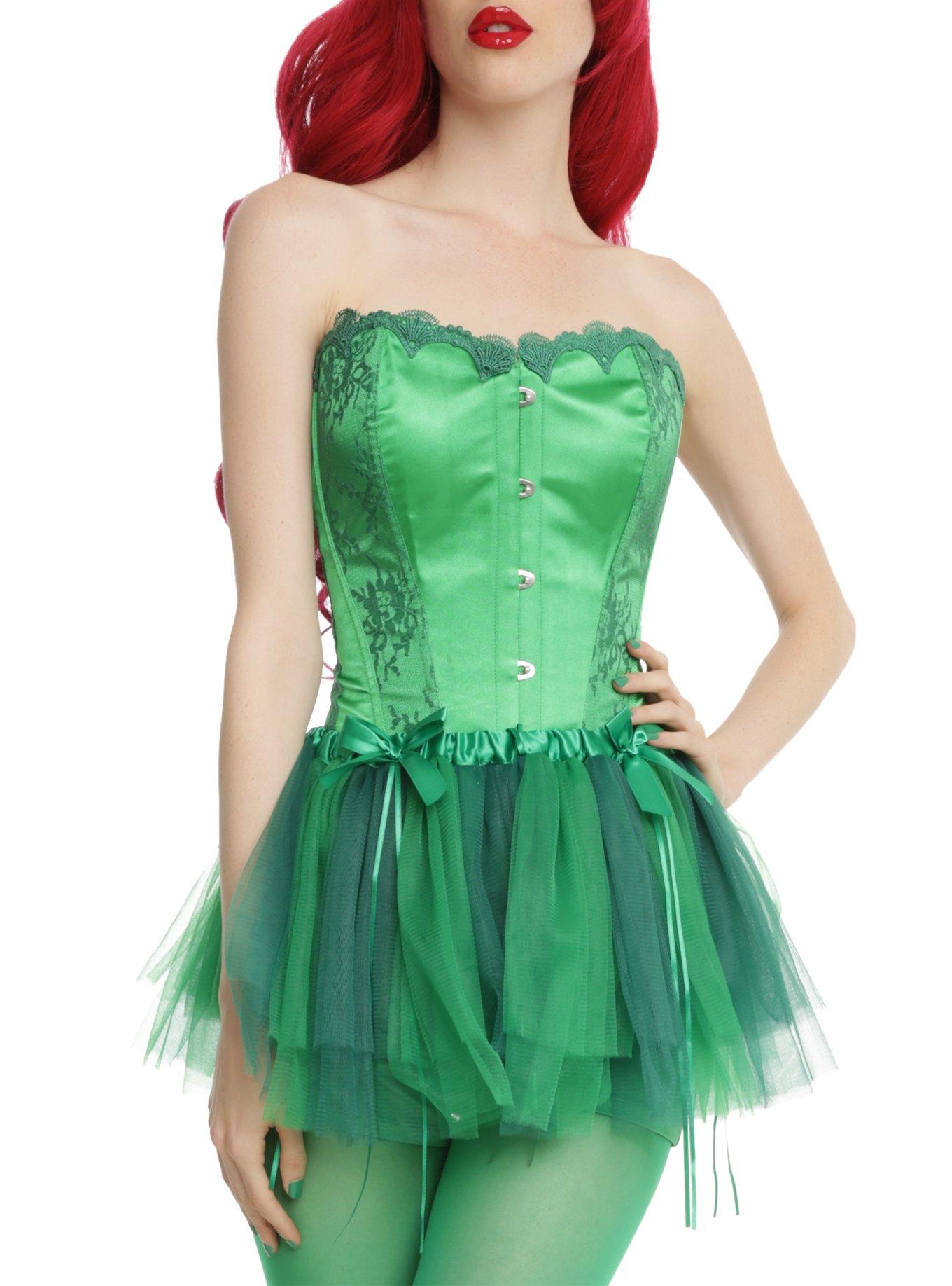 DC Comics Poison Ivy Green Lace Corset, , hi-res