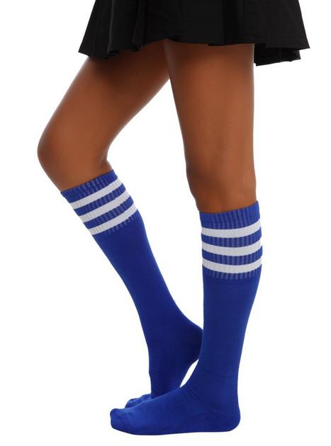 Blue And White Knee-High Crew Socks | Hot Topic