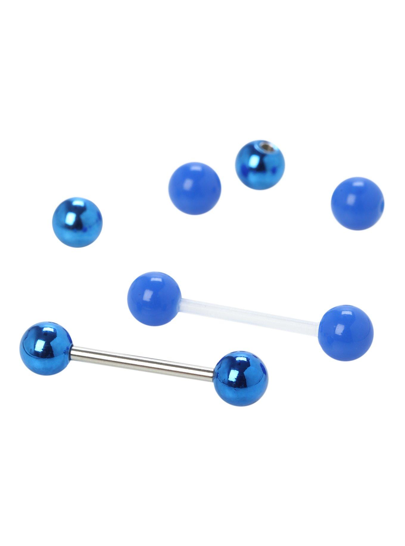 14G Steel 5/8" Blue PTFE Barbell 2 Pack, , hi-res