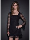 Crochet Overlay Dress, BLACK, hi-res