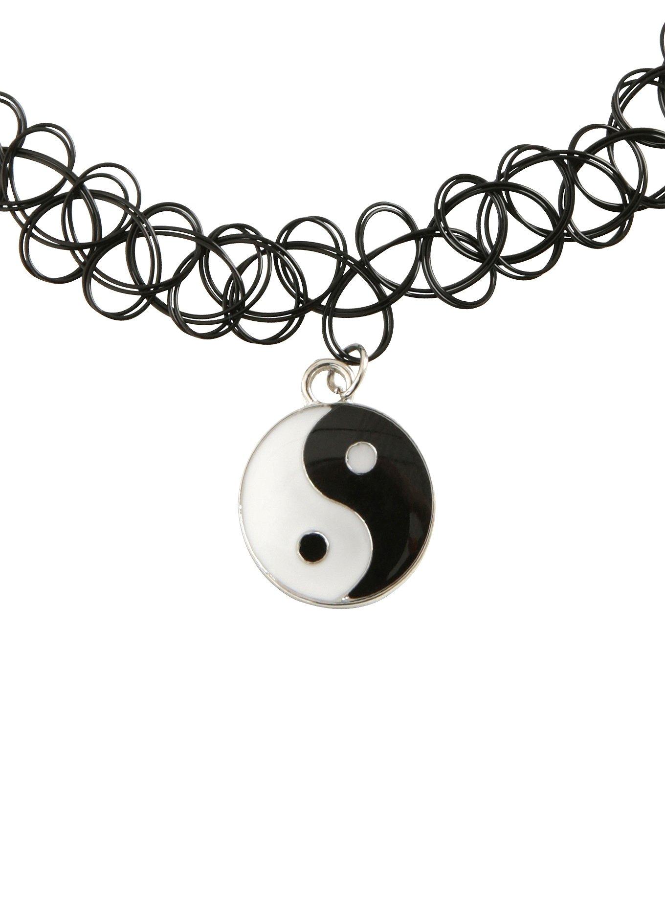 Yin-Yang Charm Tattoo Choker, , hi-res