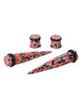 Acrylic Leopard Rose Taper And Plug 4 Pack, BLACK, hi-res