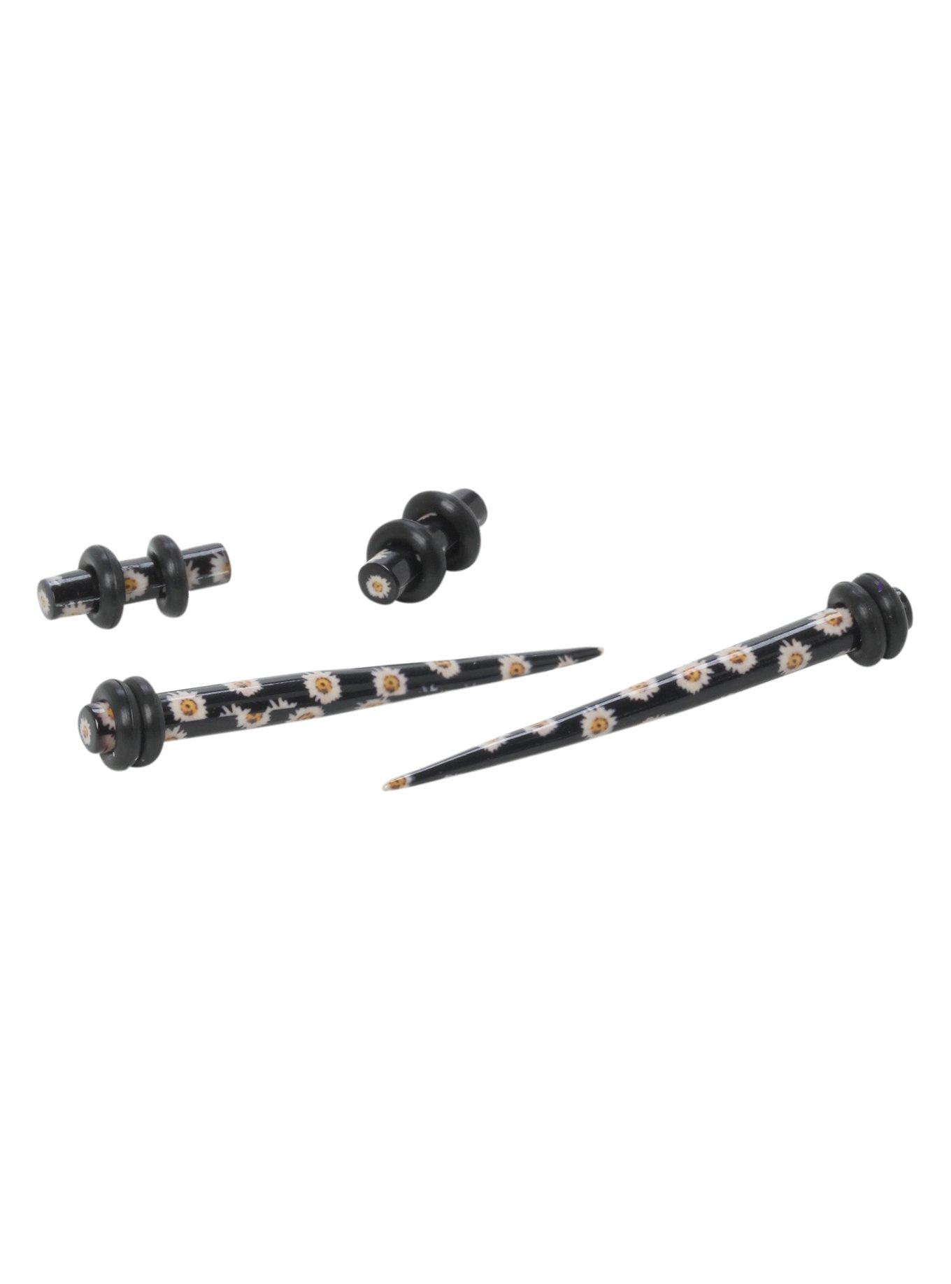 Acrylic Daisy Black Micro Taper And Plug 4 Pack, BLACK, hi-res