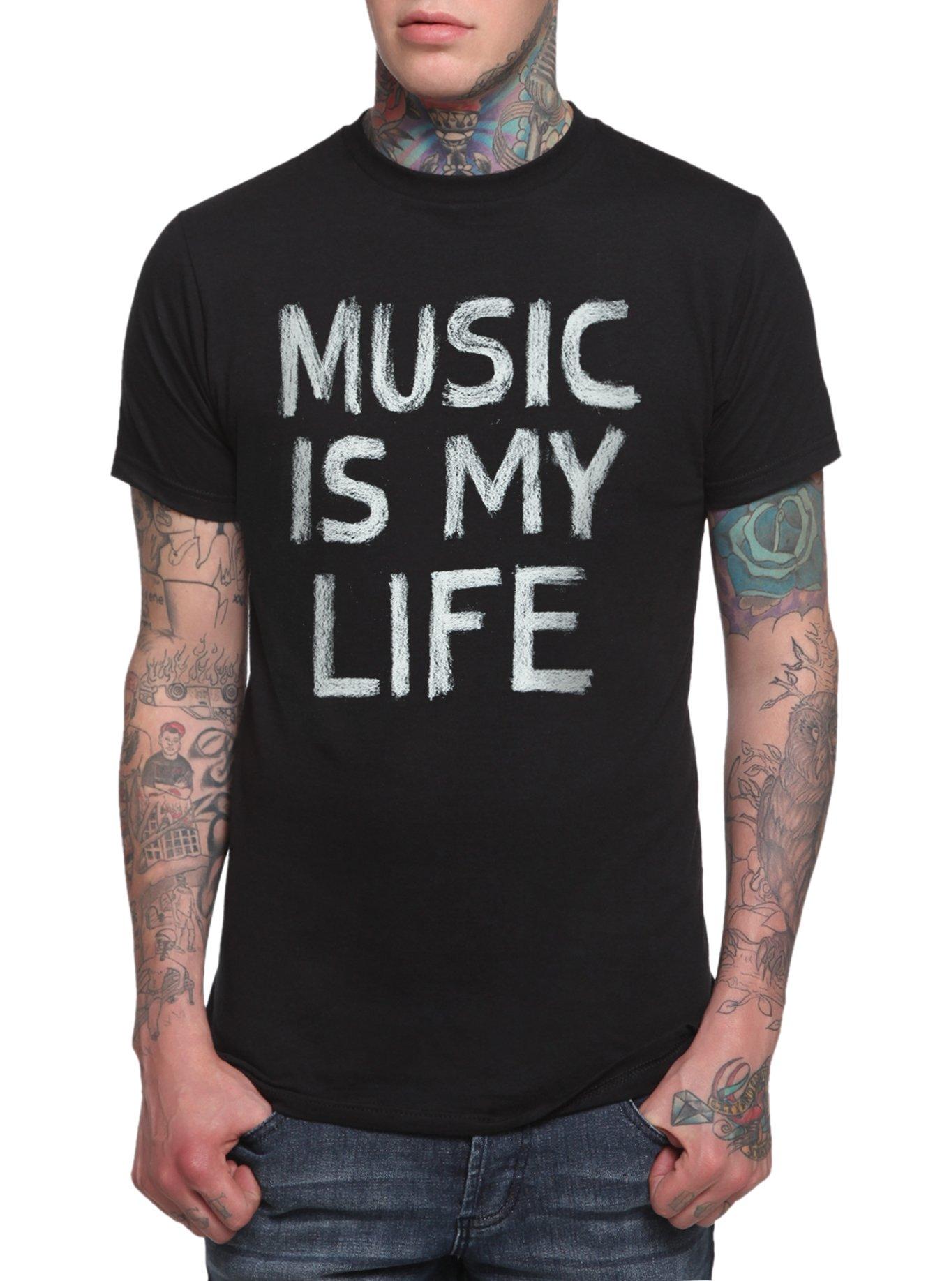 Music Is My Life Chalk T-Shirt, BLACK, hi-res