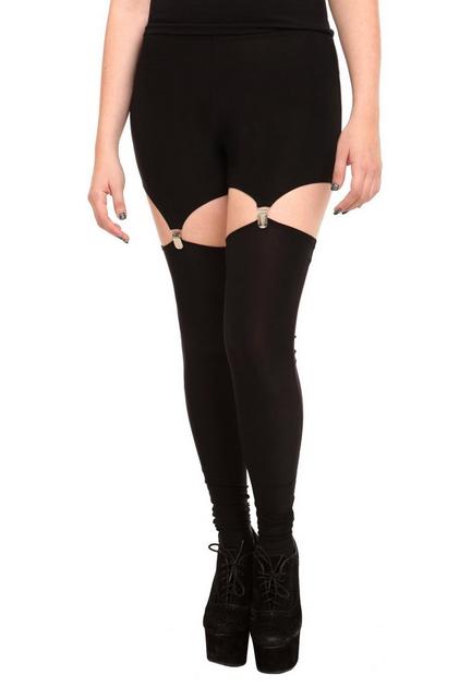 Black Garter Leggings | Hot Topic