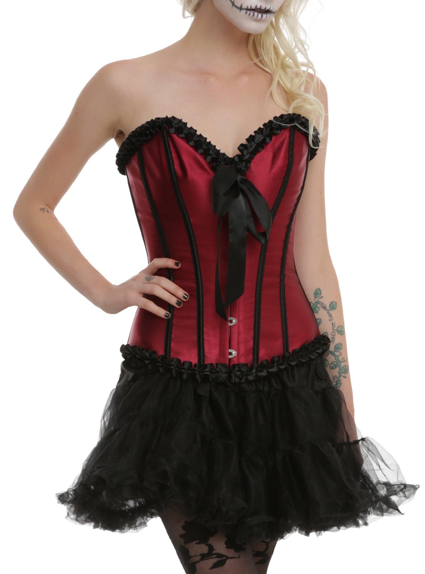 Hot Topic Social Collision Black Hook-And-Eye Corset Girls Tank