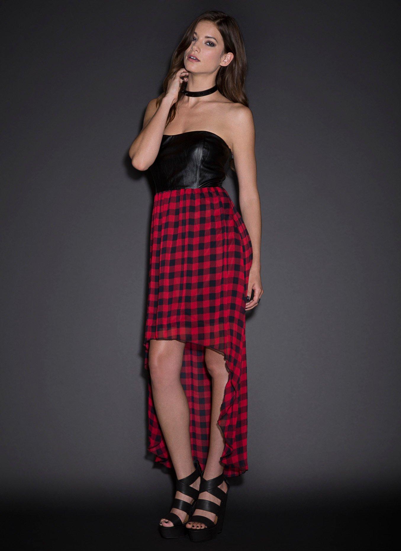 Strapless Plaid Hi-Lo Dress | Hot Topic