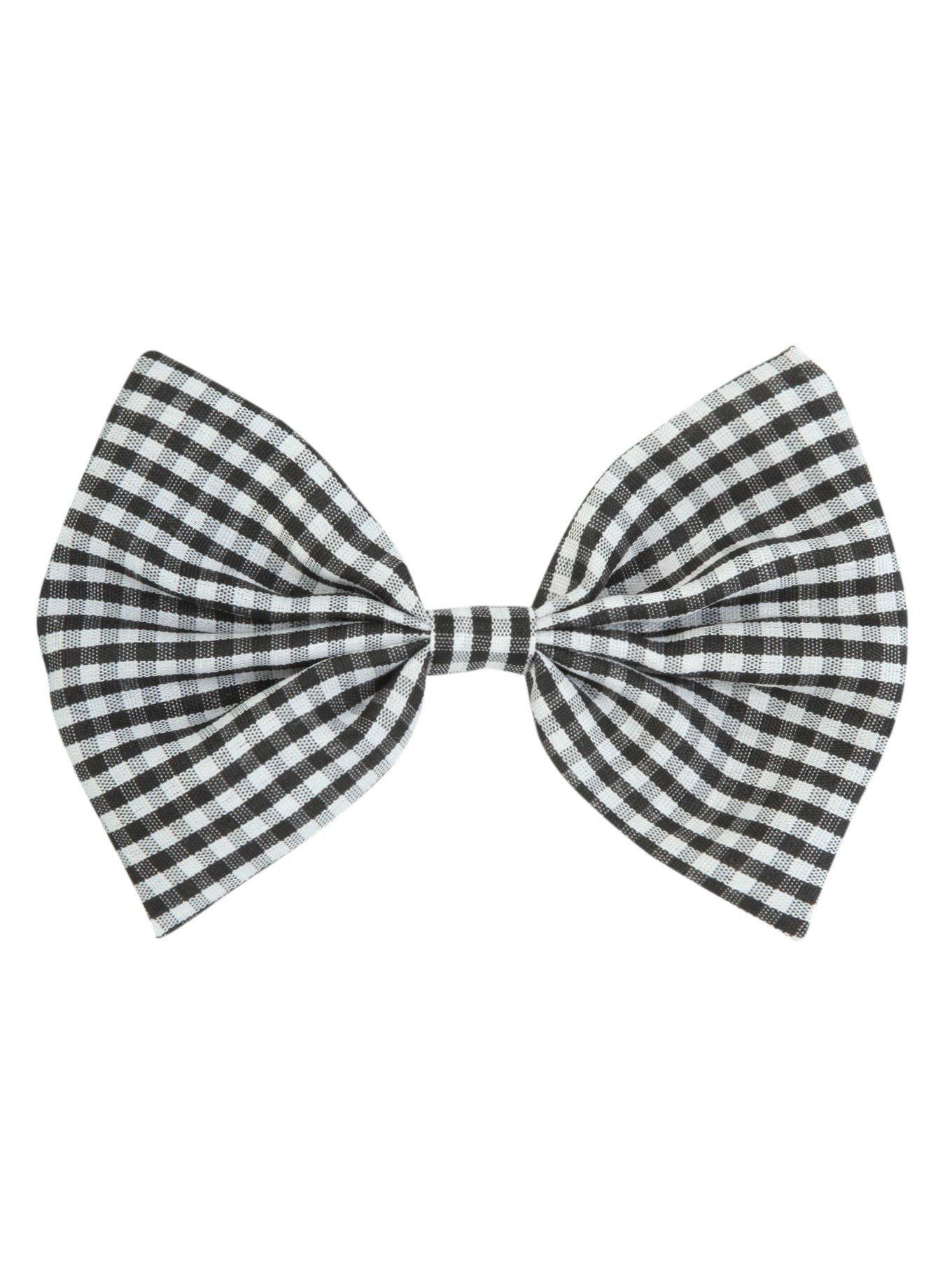 Black & White Gingham Hair Bow, , hi-res