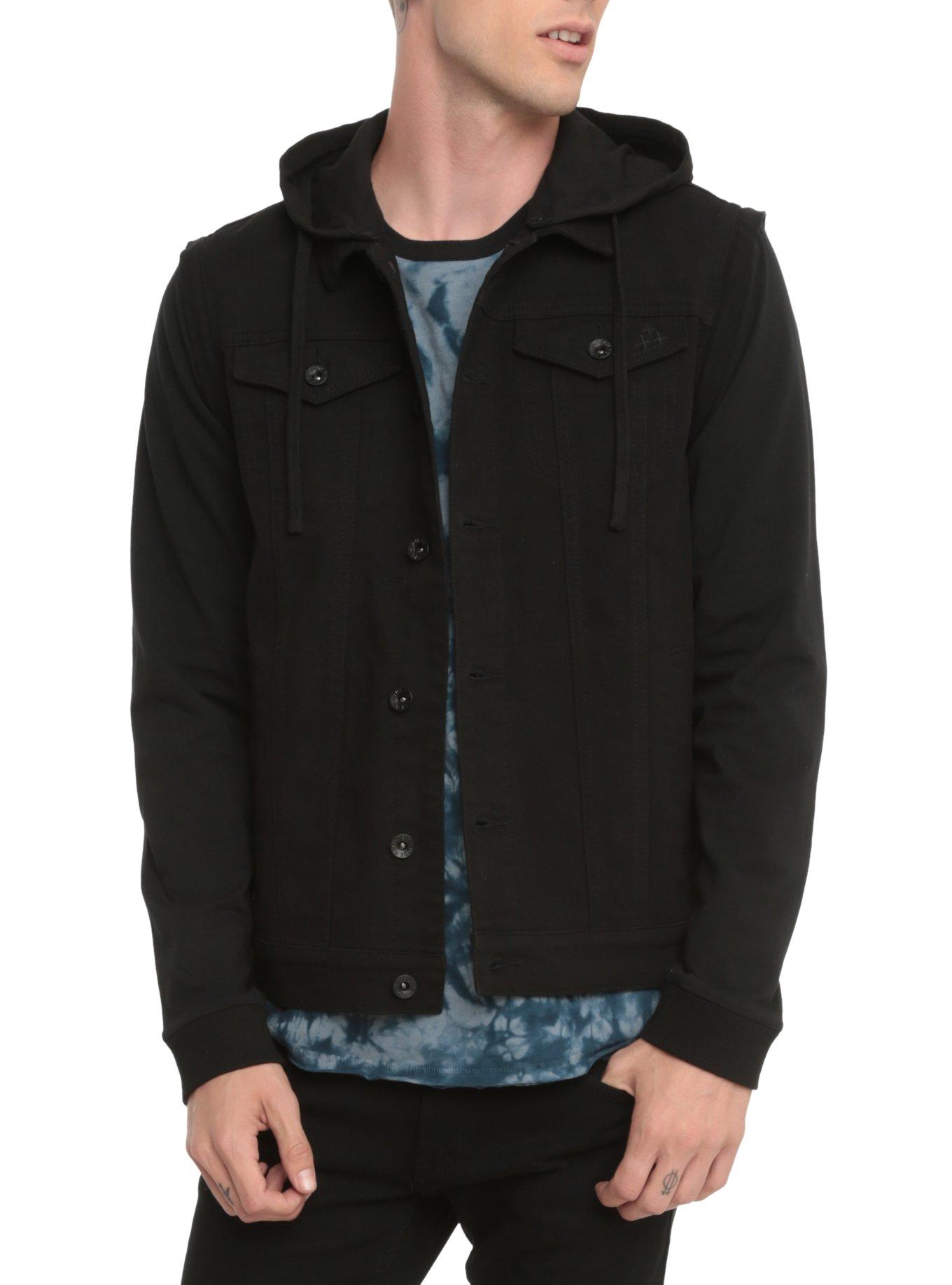 RUDE Black Zip-Off Sleeve Jacket, BLACK, hi-res